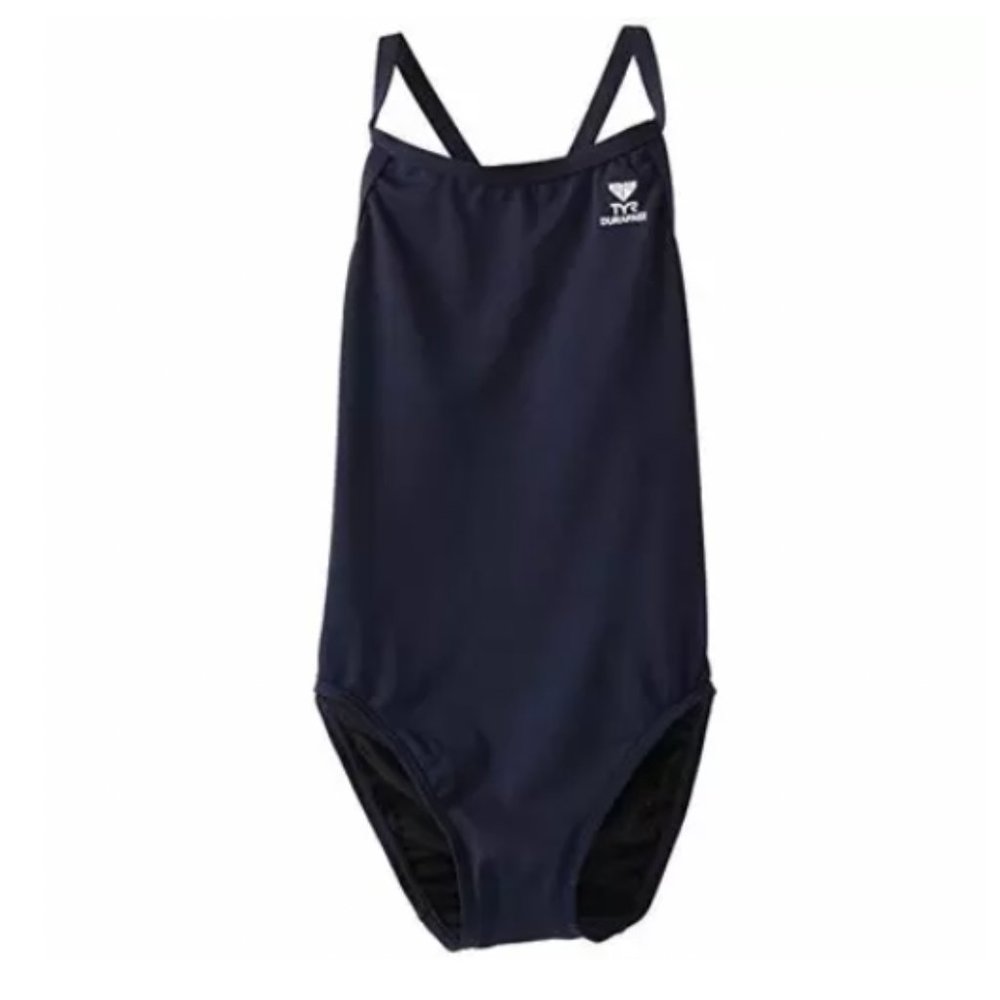 TYR SPORT Girl's Durafast Elite Solid Diamondfit Swimsuit (Navy, Size 28)